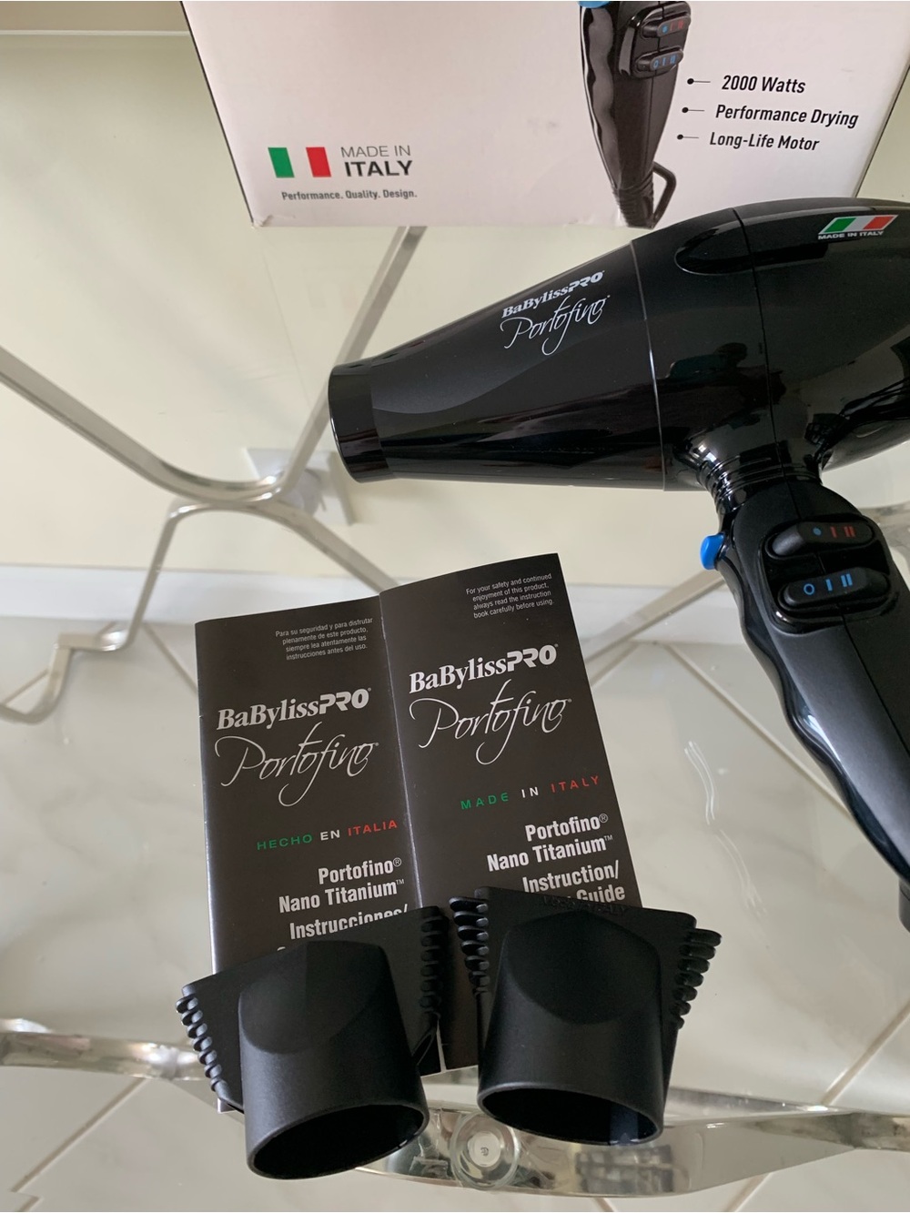 BaBylissPBaBylissPRO Portofino Nano Titanium Hair Dryer 2000 Watts Made in Italy - Picture 2 of 8